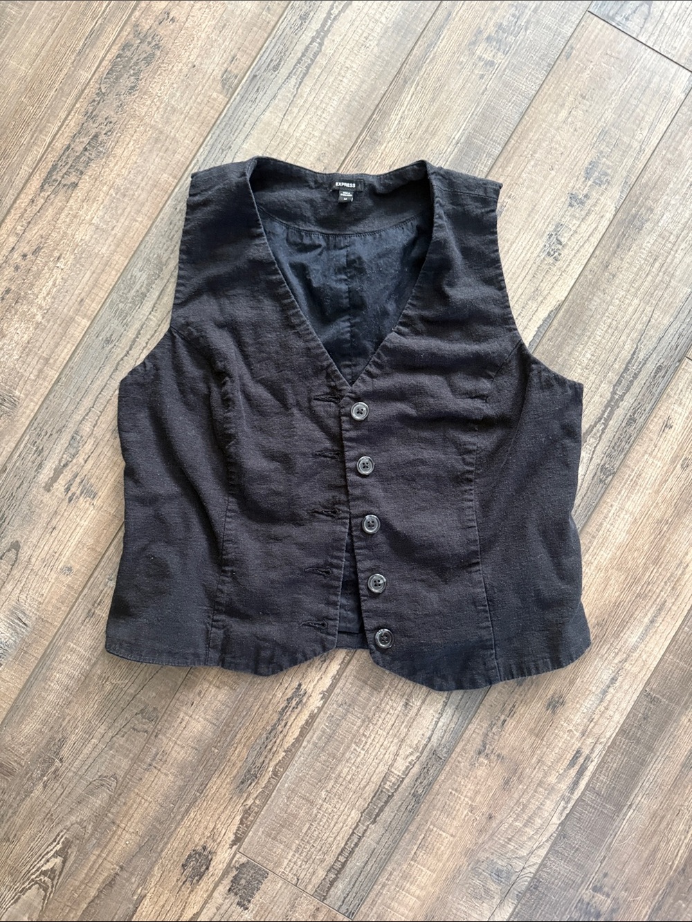 Express Black Button-Front Women's Vest